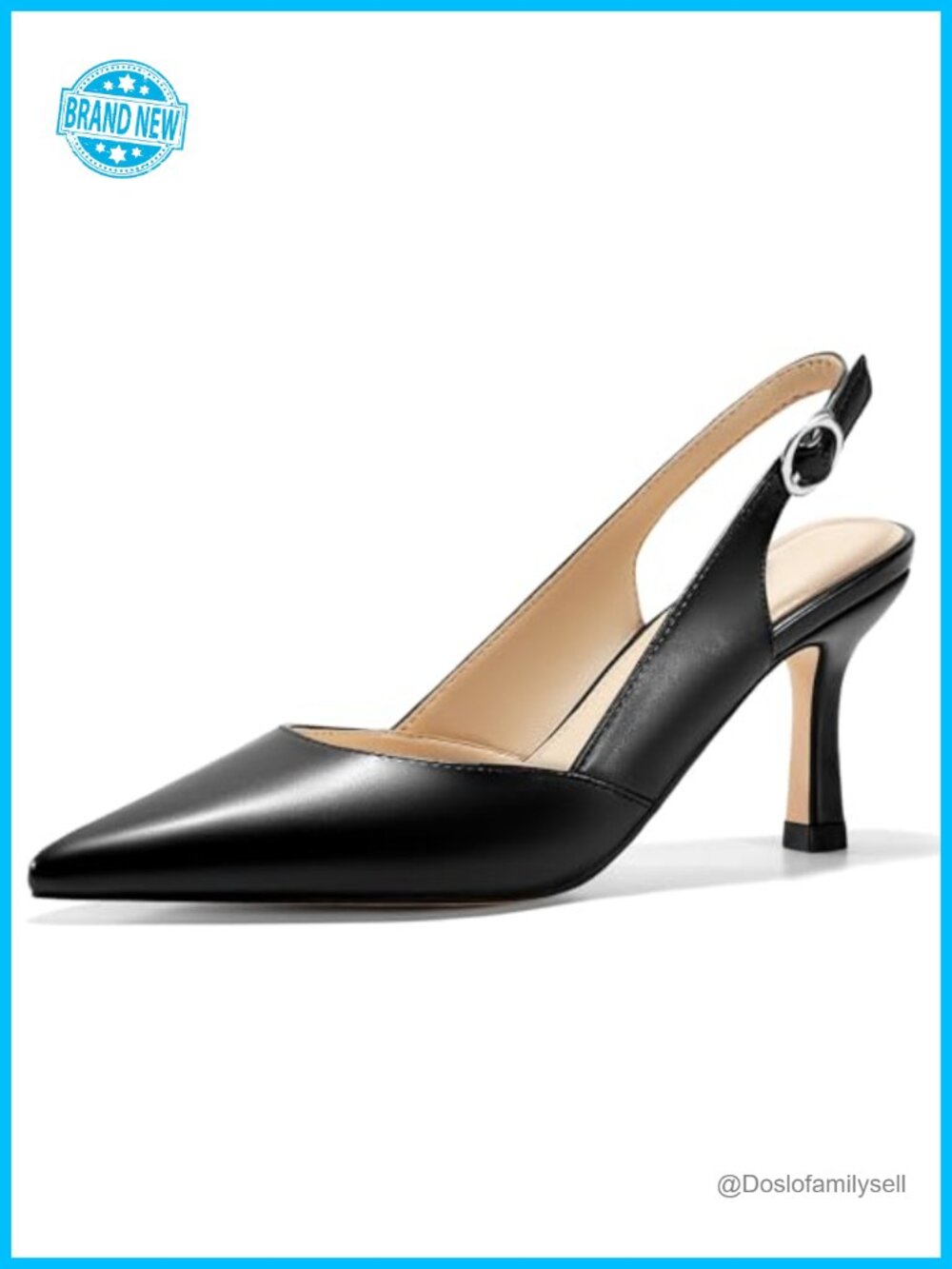 Faux Leather Slingback Kitten Heels Pointed Toe Wedding Party Pumps